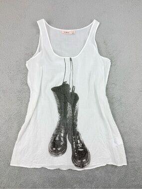 Dr Martens Graphic Tank Top White Cotton Grunge Punk Boots Print Sleeveless Top